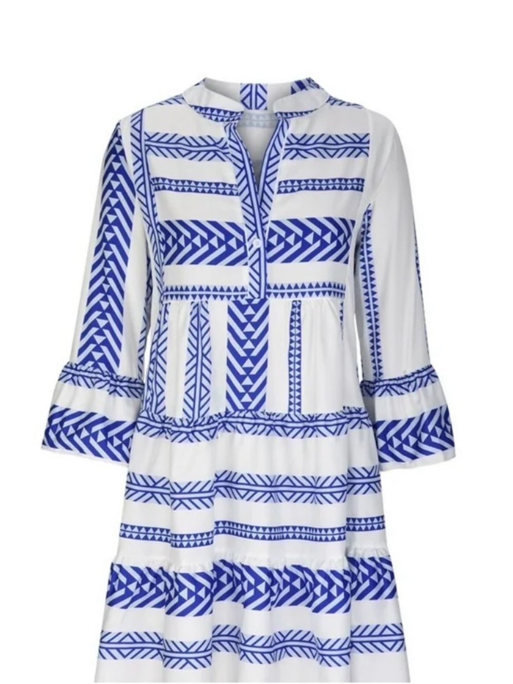 NWT MADE WITH LOVE Boho dress, blue and white